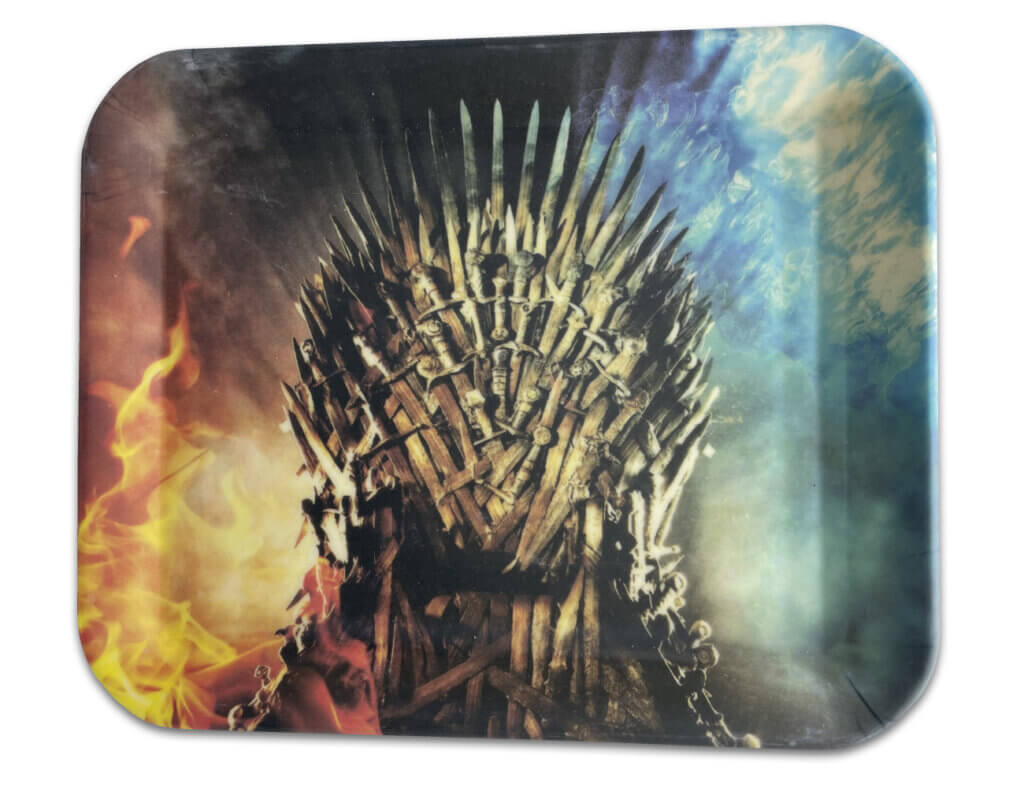 smoking tray with game of thrones theme picture close-up on a white background