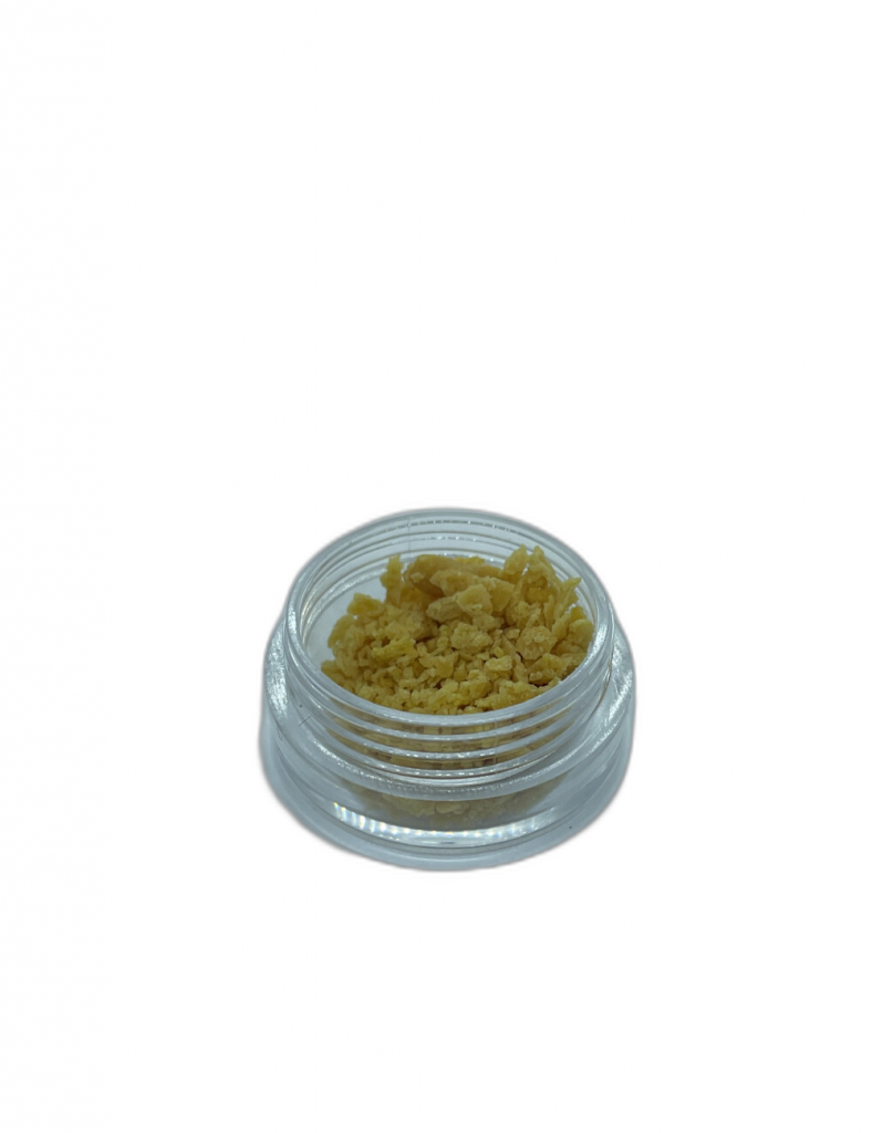 crumble concentrate with white widow taste close-up on a white background